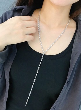 重工设计长款水滴梨形项链女 微镶水晶钻桃心水滴Y流苏长款毛衣链