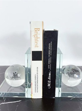 现代简约水晶球书靠书架书柜书房摆件书挡创意装饰艺术品