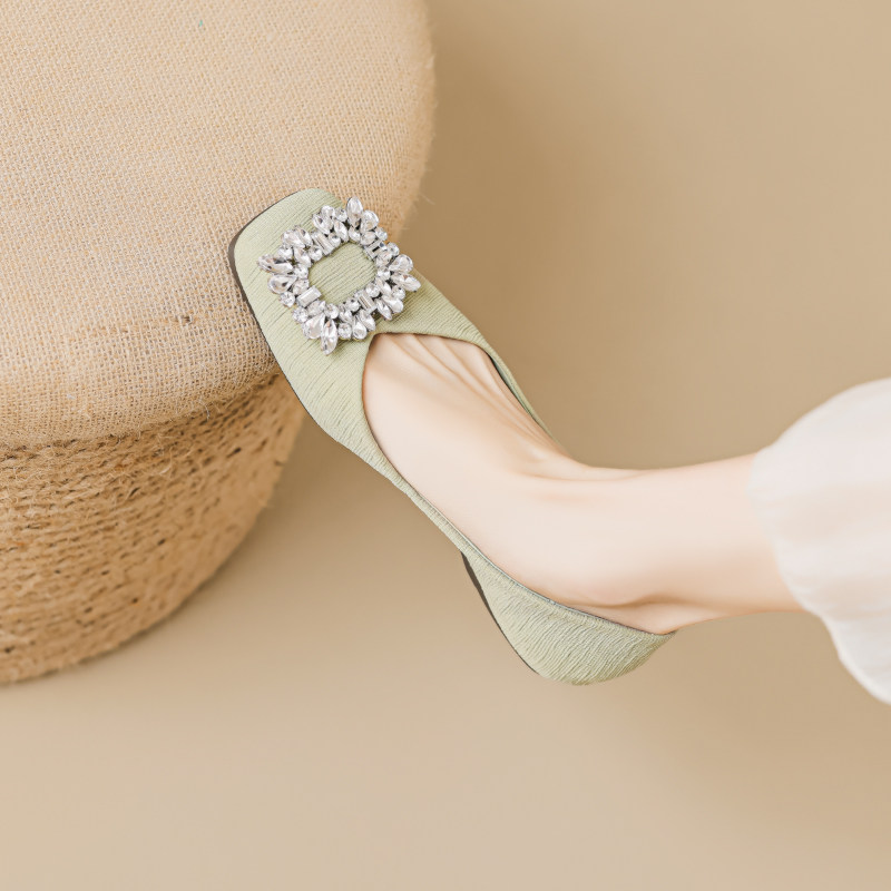 法式水钻平底单鞋女夏2023新款浅口瓢鞋温柔豆豆鞋大码女鞋41一43,淘宝优惠券,粉丝福利购,淘宝优惠卷