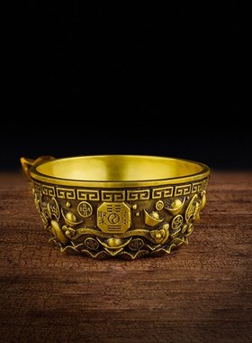 纯铜聚宝盆摆件招财开业礼品客厅家居风水装饰品工艺品聚财铜碗