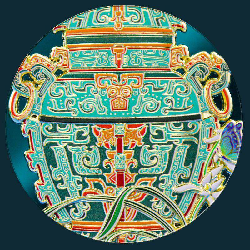 商朝皿方罍青铜金属冰箱贴磁吸贴装饰湖南省博物馆文创旅游纪念品