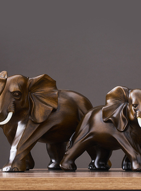 新中式大象摆件一对客厅招财办公室玄关电视柜家居装饰品开业礼物