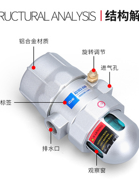 空压机气动式自动排水器PA-68储气罐排水阀AD402-04气泵配件大全