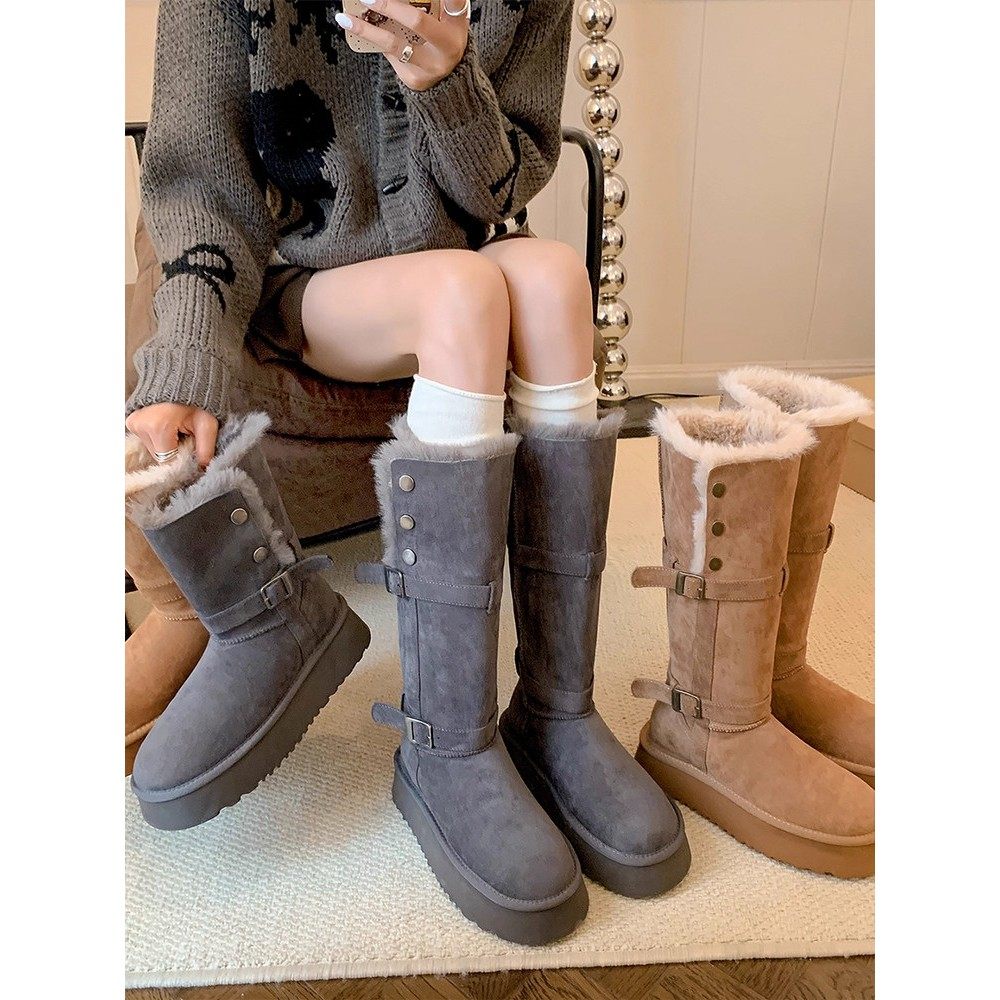 高筒加绒加厚雪地靴女款2025冬季新款厚底保暖中长筒雪地棉靴棉鞋,淘宝优惠券,粉丝福利购,淘宝优惠卷