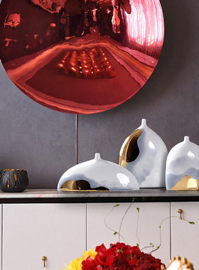 轻奢新中式摆件高端别墅软t装饰品样板间书房茶室茶W壶托盘套装摆