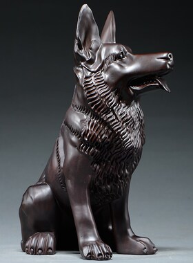 黑檀实木质雕刻狼狗摆件生肖v大号犬家居客厅办公装饰红木工艺礼