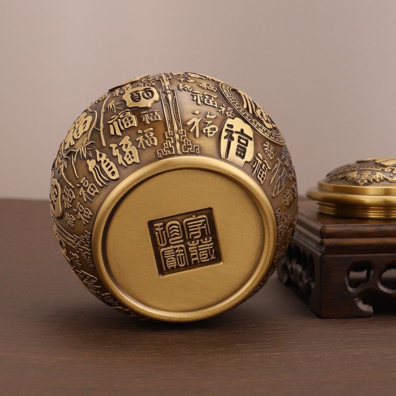 黄铜米缸带盖聚宝盆家居客厅复古摆件办公室店铺招财聚财纯铜摆件,淘宝优惠券,粉丝福利购,淘宝优惠卷