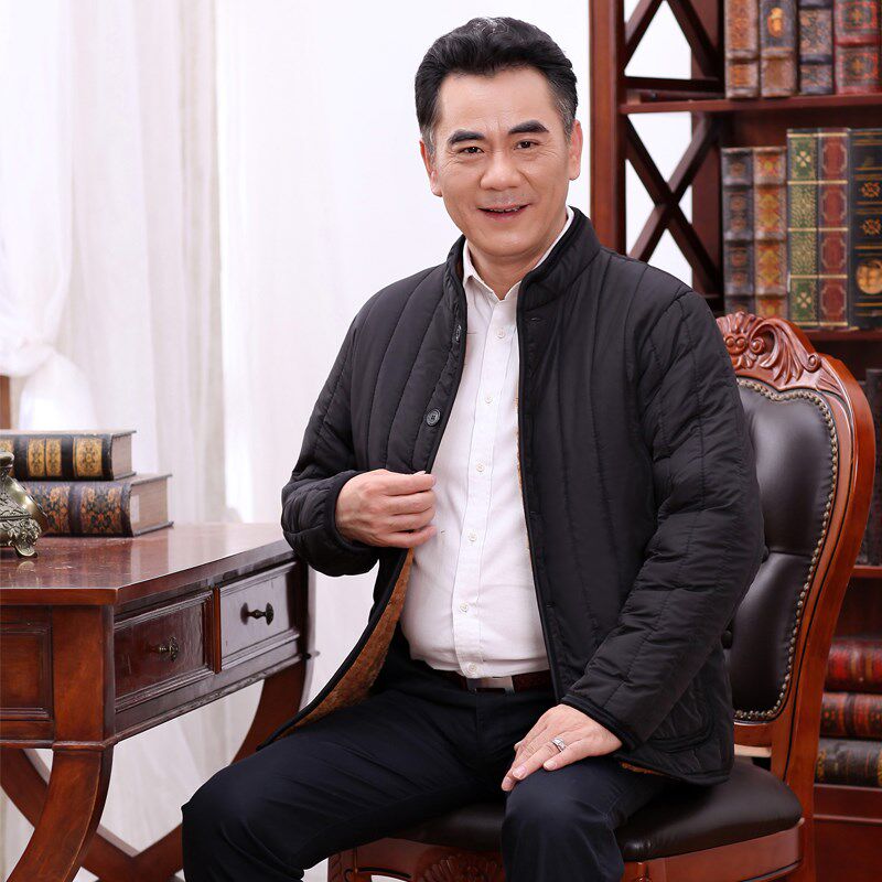 Men's clothing plus velvet thickened cotton jacket autumn and winter middle-aged men's cotton jacket winter middle-aged and elderly father wears cotton jacket