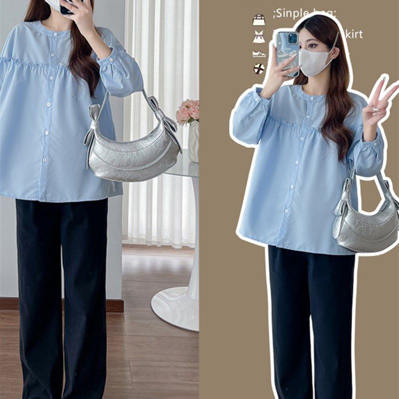 孕妇装秋装长袖衬衫秋季牛仔阔腿裤时尚休闲孕妇套装春秋两件套秋,淘宝优惠券,粉丝福利购,淘宝优惠卷