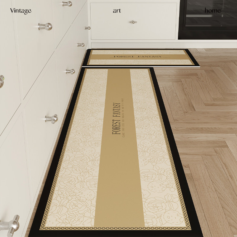 Kitchen floor mats waterproof, anti-slip and anti-oil floor mats, household waterproof and anti-dirty wipeable no-wash mats, entrance door carpets