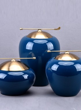 新中式陶瓷储物罐摆件样板房售楼处软装饰品客厅玄关书柜家居饰品