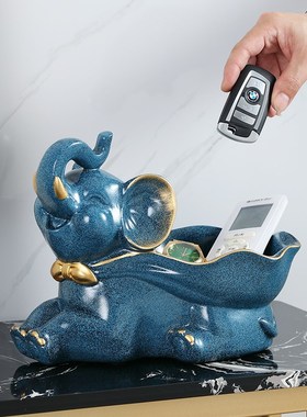 动物桌面收纳放钥匙入户门创意麋鹿大象摆件玄关鞋柜门口装饰品