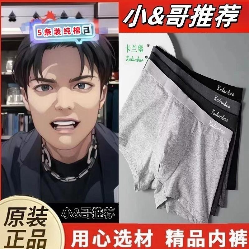 【5条装】青年男士内裤男抗菌纯棉高档风格平角青年宽松四角短裤,淘宝优惠券,粉丝福利购,淘宝优惠卷