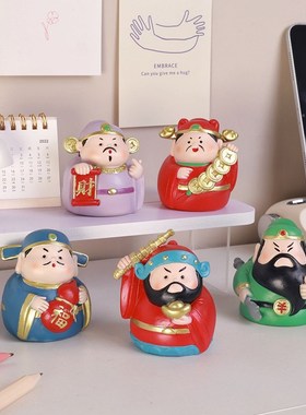 五路财神爷神仙关公摆件新年办公室桌面汽车装饰创意卡通国潮手办