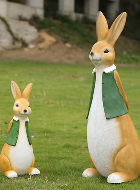 迎宾卡通动物兔子庭院花园装饰户外学校布置造景创意工艺雕塑摆件