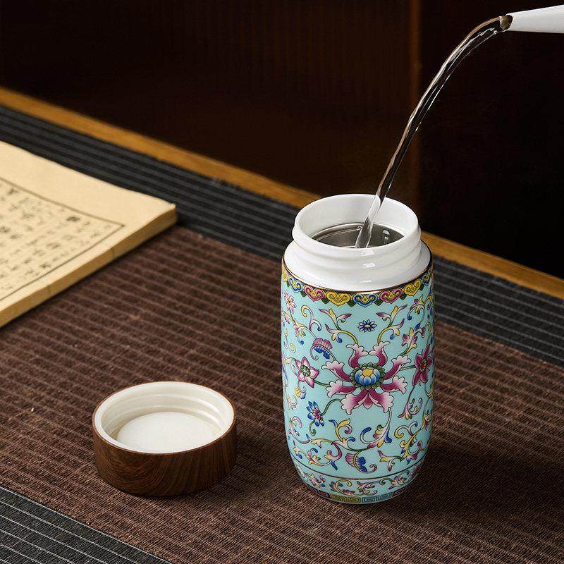 珐琅彩陶瓷杯纯手工大容量茶杯男士保温杯子带盖家用泡茶杯暖手杯,淘宝优惠券,粉丝福利购,淘宝优惠卷