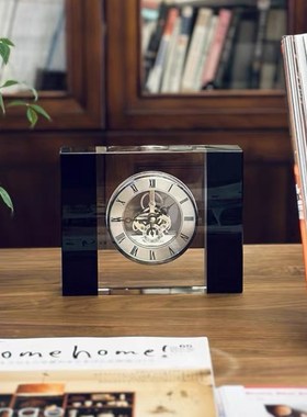 北欧轻奢高档透明座钟卧室台式时钟E书房办公室桌面装饰摆件高级