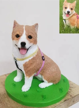 照片定制创意手工软陶宠物狗狗公仔玩偶模型生日离世纪念品摆件