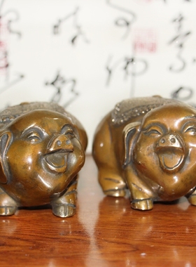 纯铜猪摆件招財风水客厅铜生肖猪小猪金猪的摆件猪饰品工艺礼品