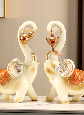 财福大象摆件创意情侣对象轻奢高档家居客厅电视柜玄关新家装饰品