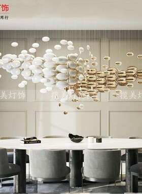 艺术空中吊饰售楼部会所大堂天装饰品琉璃圆形金色挂饰