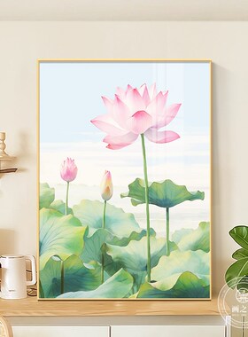 和气生财现代客厅装饰画晶瓷写实摆画级感荷玄关挂画