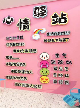 心理咨询室墙面装饰挂画心灵驿站辅导疗愈空间文化墙布置标语