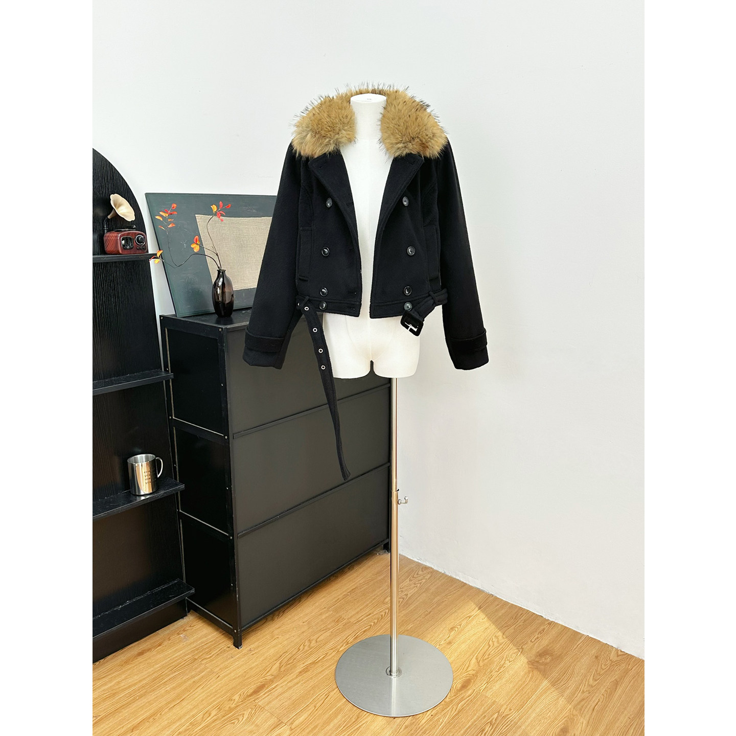 短款设计感毛领棉服外套女秋冬新款内搭长袖上衣豹纹短裙三件套装,淘宝优惠券,粉丝福利购,淘宝优惠卷