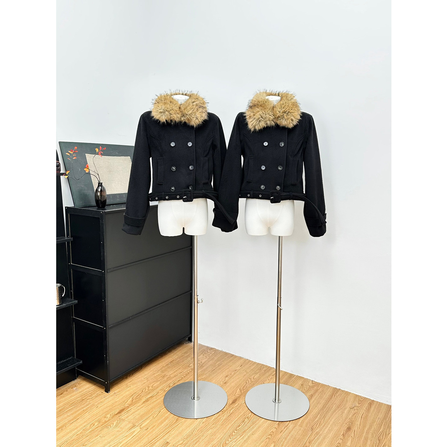 短款设计感毛领棉服外套女秋冬新款内搭长袖上衣豹纹短裙三件套装,淘宝优惠券,粉丝福利购,淘宝优惠卷