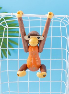 创意实木猴子摆件小挂件木质木偶家居装饰工艺品儿童房吉祥物玩偶