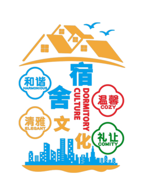 宿舍学生寝室楼道走廊大厅创意墙壁温馨提示文明标语墙