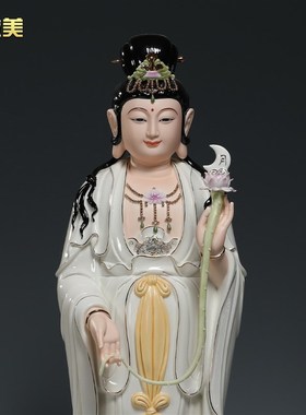 微美陶瓷东方三圣佛像摆件药师佛居家供奉客厅日光菩萨月光菩萨像