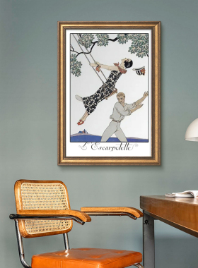 法式装饰画复古人物挂画美式小众艺术家卧室玄关摆画创意客厅壁画