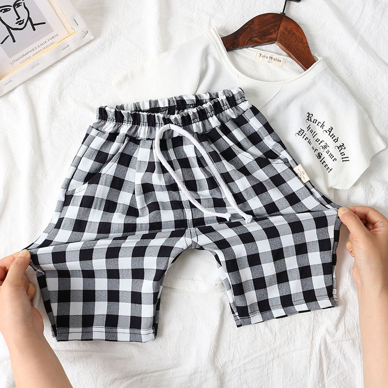 棉弹~柔软~儿童夏季薄款短裤 男童宝宝弹力半裤 百搭款格子七分裤,淘宝优惠券,粉丝福利购,淘宝优惠卷