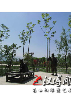 玻璃钢仿铜人物雕塑铸铜二十四孝卧冰求鲤人物场景雕塑铜雕古代人