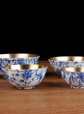 铜碗摆件纯铜碗家用佛具碗餐具聚宝盆摆件装饰品家居摆设