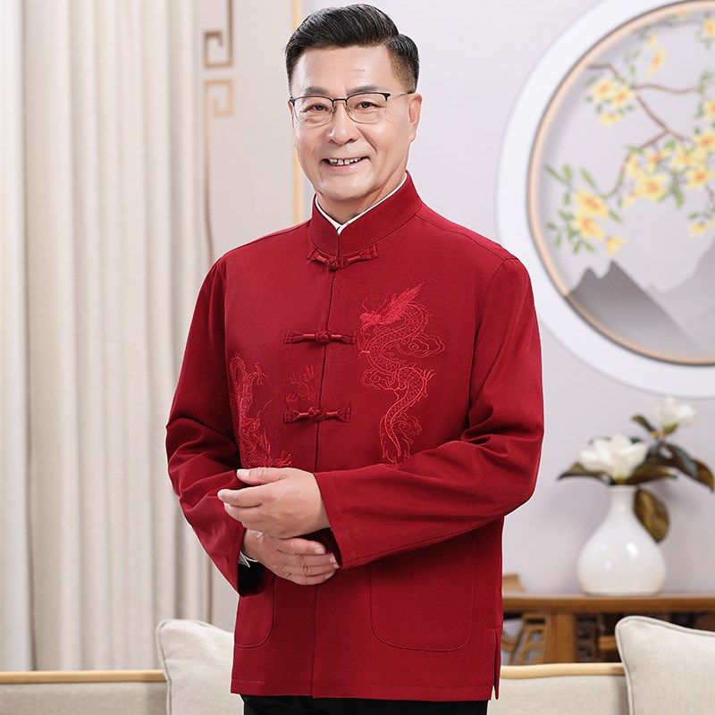 春秋冬季唐装男中老年人生日婚宴喜爷爷外套爸爸装中国风套装棉衣,淘宝优惠券,粉丝福利购,淘宝优惠卷