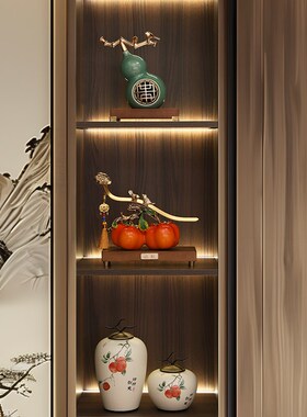 新中式事事如意柿子寓意好的摆件家居饰品客厅玄S关柜乔迁新居礼