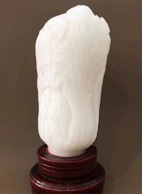 天然白玉白菜摆件新中式家居装饰店铺开业乔迁送礼手工工艺品摆设