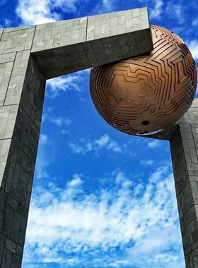 大型城市园林景区石雕自然之门不锈钢圆球雕塑金属小品户外摆件