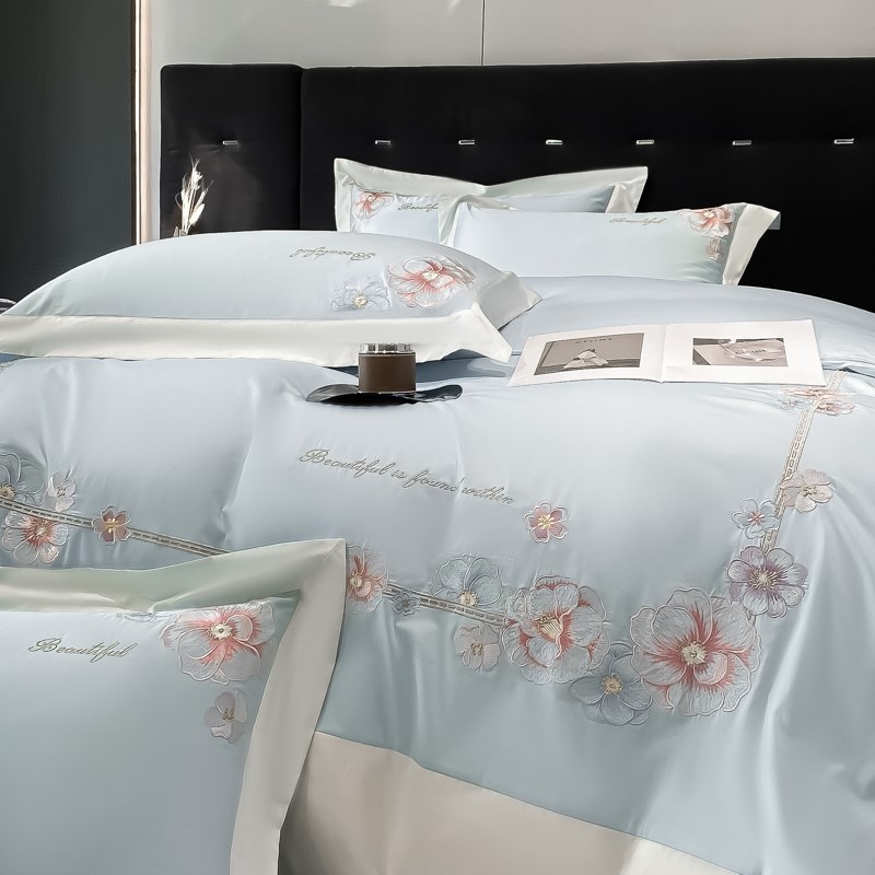 轻奢风A类母婴级200支长绒棉纯棉四件套100全P棉四季裸睡被套床品 - 图2