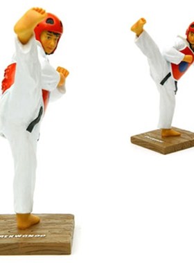 树脂工艺品创意家居摆件跆拳道侧踢腿大件人物模型武术馆纪念品