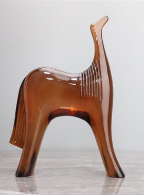 简约现代创意棕马树脂摆件样板间售E楼部家居玄关客厅软装饰品摆