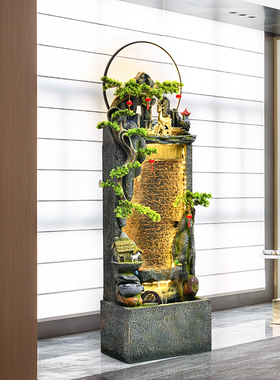 大型落地假d山流水喷泉招财摆件室内客厅加湿器家居装饰开业礼品