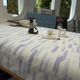 Nordic style simple blue striped cotton old coarse cloth bed sheets and bed cover single piece linen protective cover girl's heart cloth