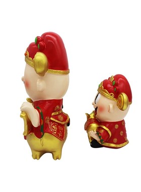 猪年招财摆件财神存钱罐喜庆猪储钱罐开业新年生日创意储蓄罐礼物