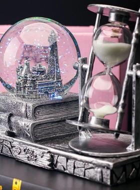 发光水晶球沙漏创意覆古铁塔节日生日礼物送女生男生闺蜜桌面摆件