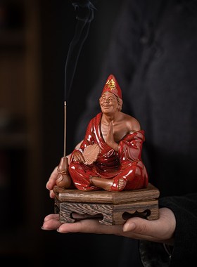 济公活佛陶瓷佛像降龙罗汉禅意摆件家居茶N室桌面博古架装饰摆设