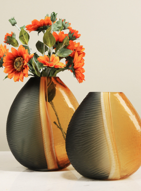 创意轻奢玻璃花瓶k摆件客厅插花干花北欧现代美式餐桌电视柜装饰