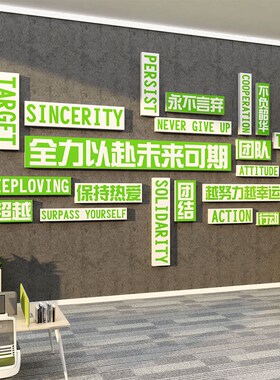 企业文化高e级感墙面装饰贴纸画办公司室励志标语氛围布置进门形